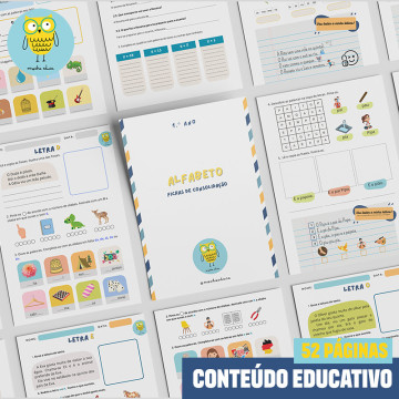 Fichas Educativas - Alfabeto do A ao Z para Crianças - 52 páginas