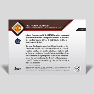 Topps NOW® - Anthony Elanga - Rookie scores first UEFA Champions Leagu