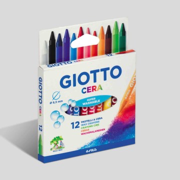 Giz de Cera Lavável Giotto - 12 Cores Vibrantes para Crianças