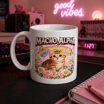 Caneca Engraçada “Macho Alpha” Gato - Apenas 6,90€