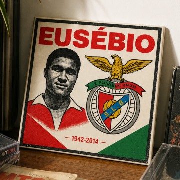 Azulejo Vintage Eusébio 15x15 | Homenagem ao Rei do Benfica - 7,50€