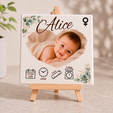 Prenda Personalizada para Recém-Nascido – Azulejo com Foto 15x15cm