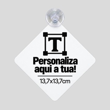 Placa em Metal Personalizada para Vidro de Carro  – 13,7×13,7 cm